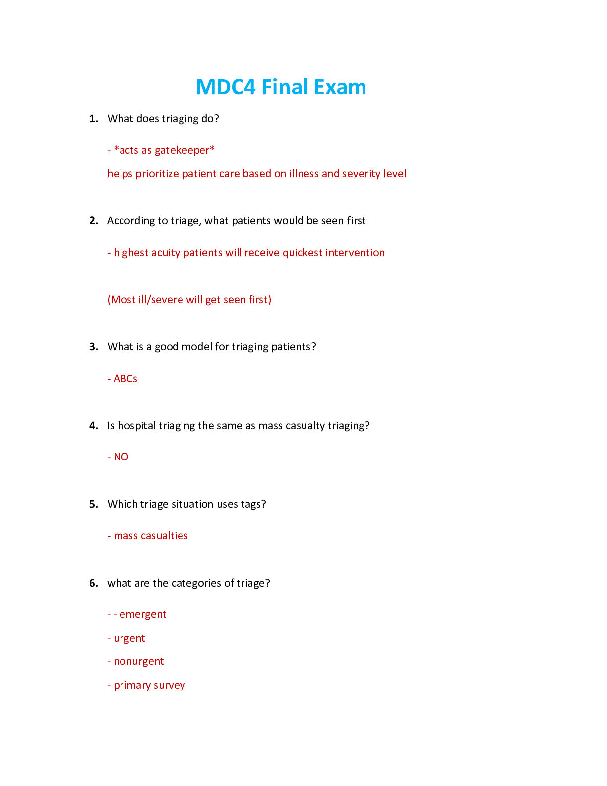 Preview of NUR 2755 / NUR2755: Multidimensional Care IV / MDC 4 Final Exam Review (Latest 2021 / 2022